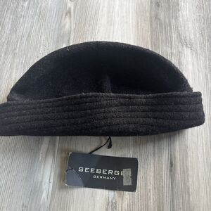NWT Seeberger Germany Wool Sailor Hat Cap Beaning Ribbed Brim Hat